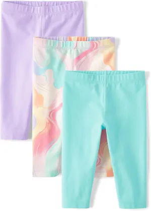 The Children's Place baby girls Daisy Print Knit Capri Leggings