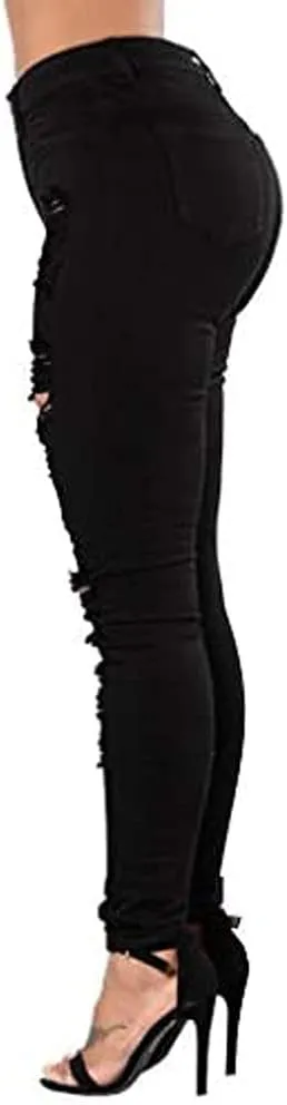TKMUNY Women's High Rise Stretch Skinny Ripped Jeans Distressed Denim Leggings