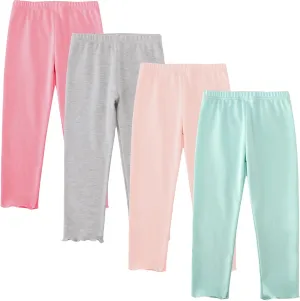Toddler Girls' Soft Cotton Pants, 4-Pack Leggings, 2-6 Years