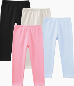 Toddler Girls' Soft Cotton Pants, 4-Pack Leggings, 2-6 Years