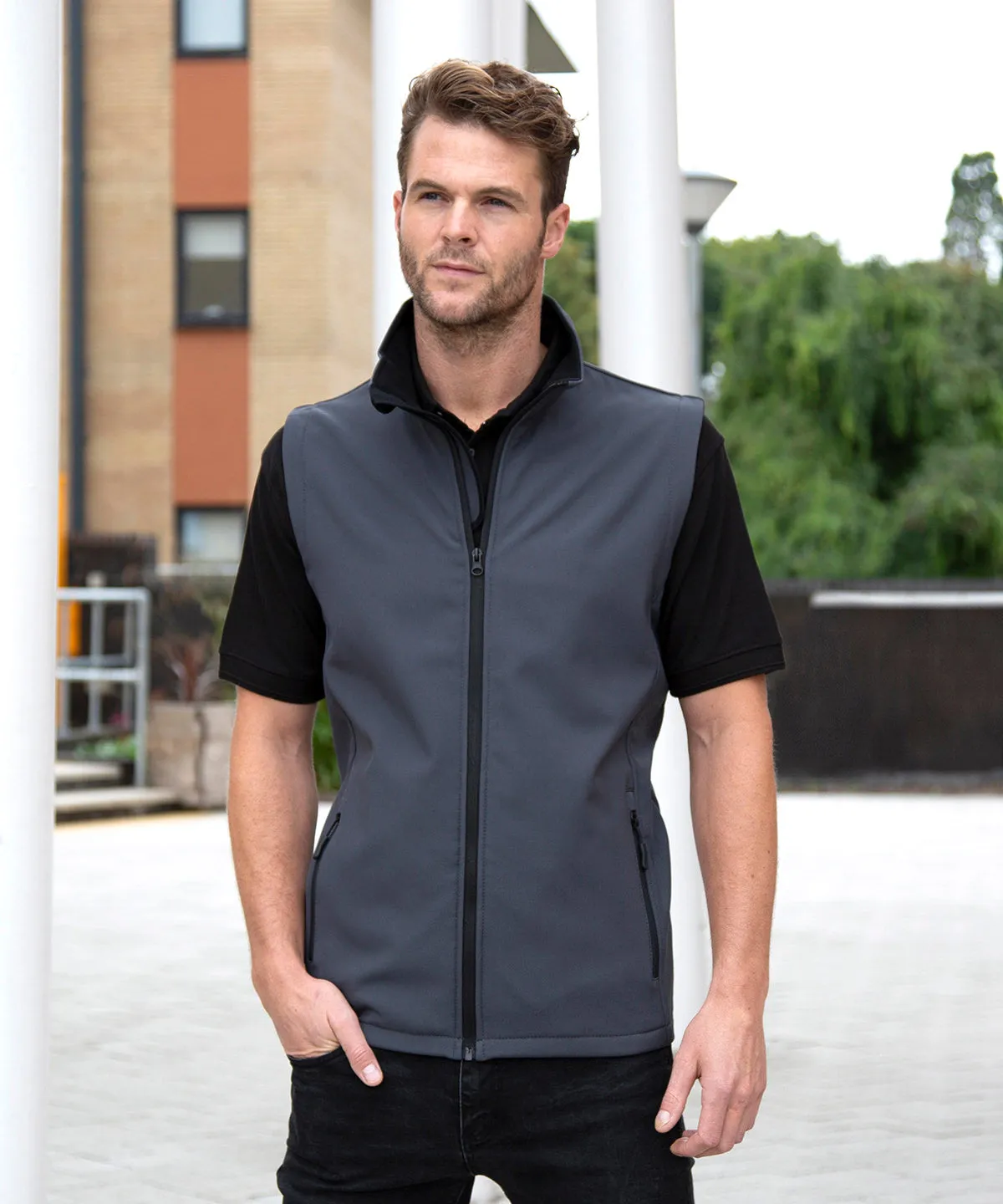 Vivid Green/Black - Printable softshell bodywarmer