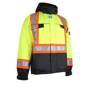 Wenaas 533TCSA Hi-Vis Quilted Premium Winter Safety Jacket | Windproof, Waterproof, CSA Compliant, Rated to -42°C, with Detachable Hood | Sizes: S-4XL