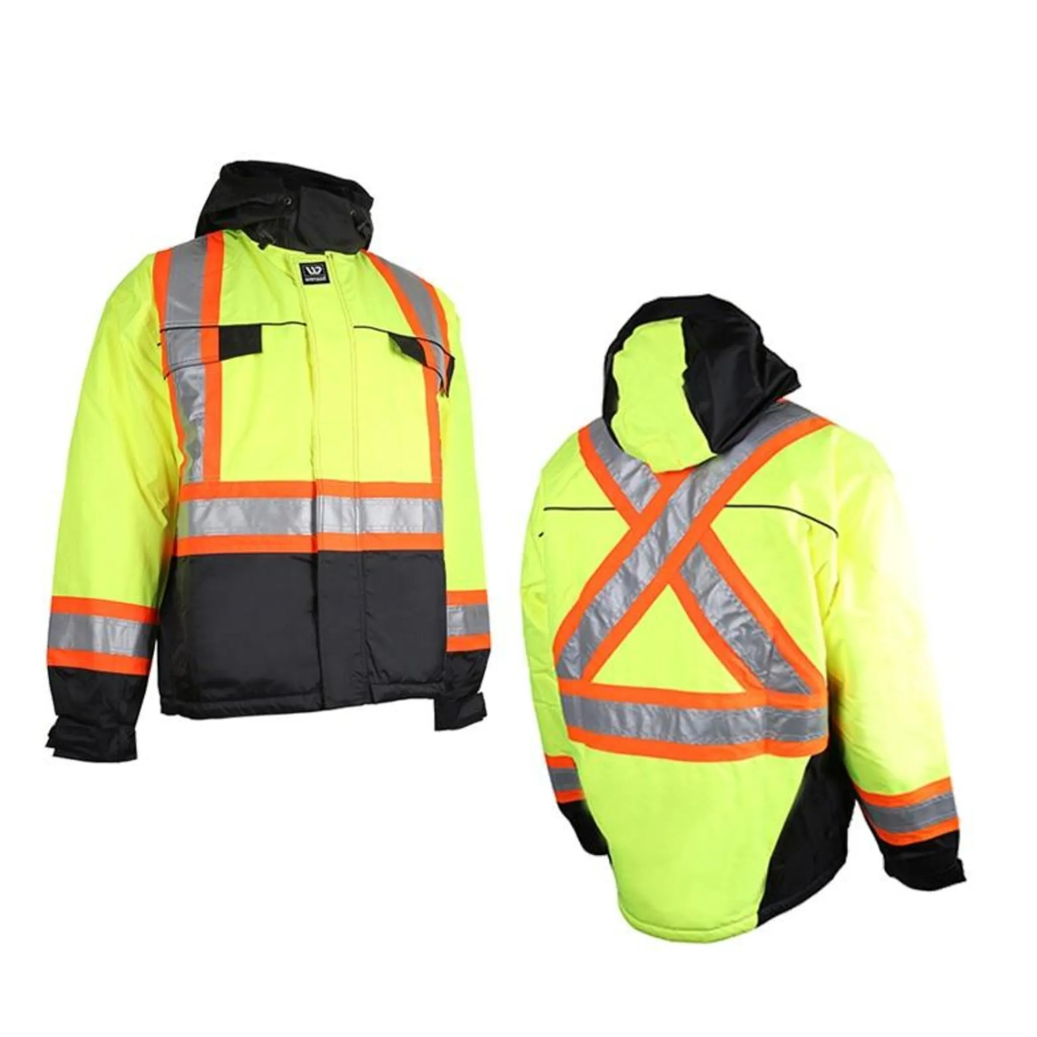 Wenaas 533TCSA Hi-Vis Quilted Premium Winter Safety Jacket | Windproof, Waterproof, CSA Compliant, Rated to -42°C, with Detachable Hood | Sizes: S-4XL