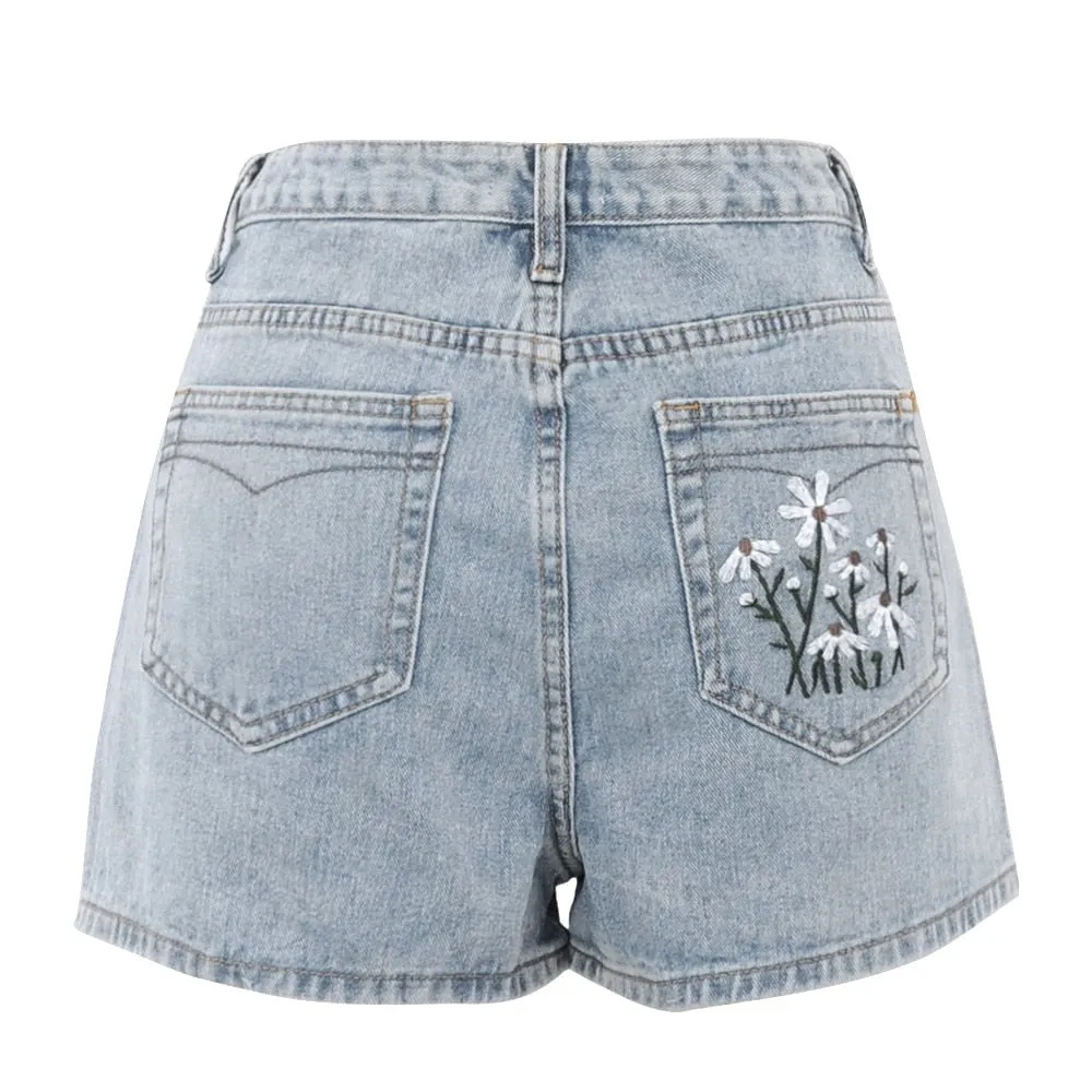Wenkouban 2024 Summer Casual Shorts Female High Waist Shorts Fashion Women's Denim Shorts Boyfriend Style Denim Shorts Women's Shorts Denim