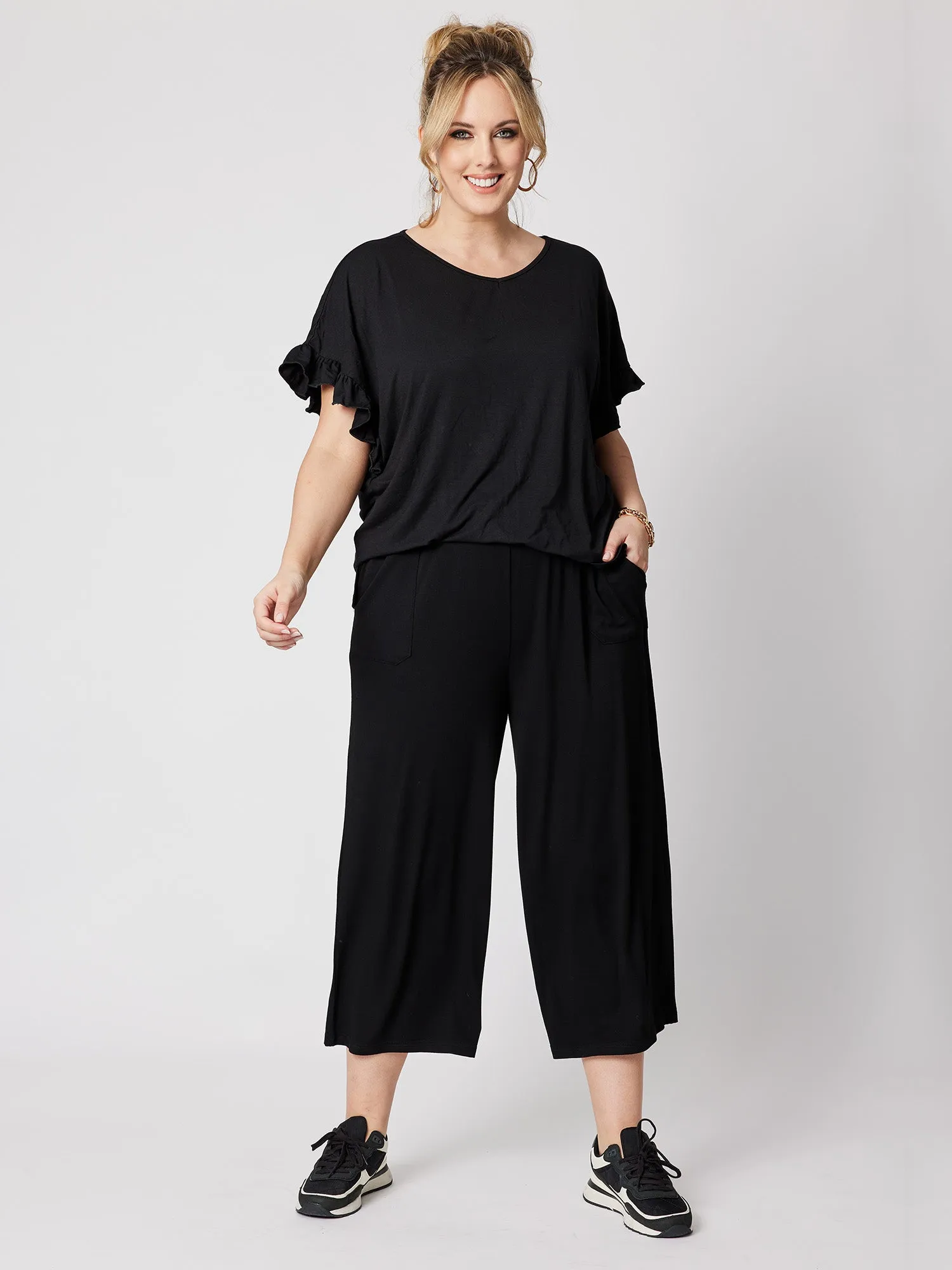 Wide Leg Lounge Pant - Black