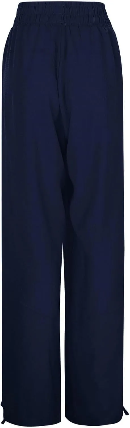 Wide Leg Pants for Women Casual Elastic High Waisted Drawstring Loose Pants Lightweight Travel Palazzo Trousers