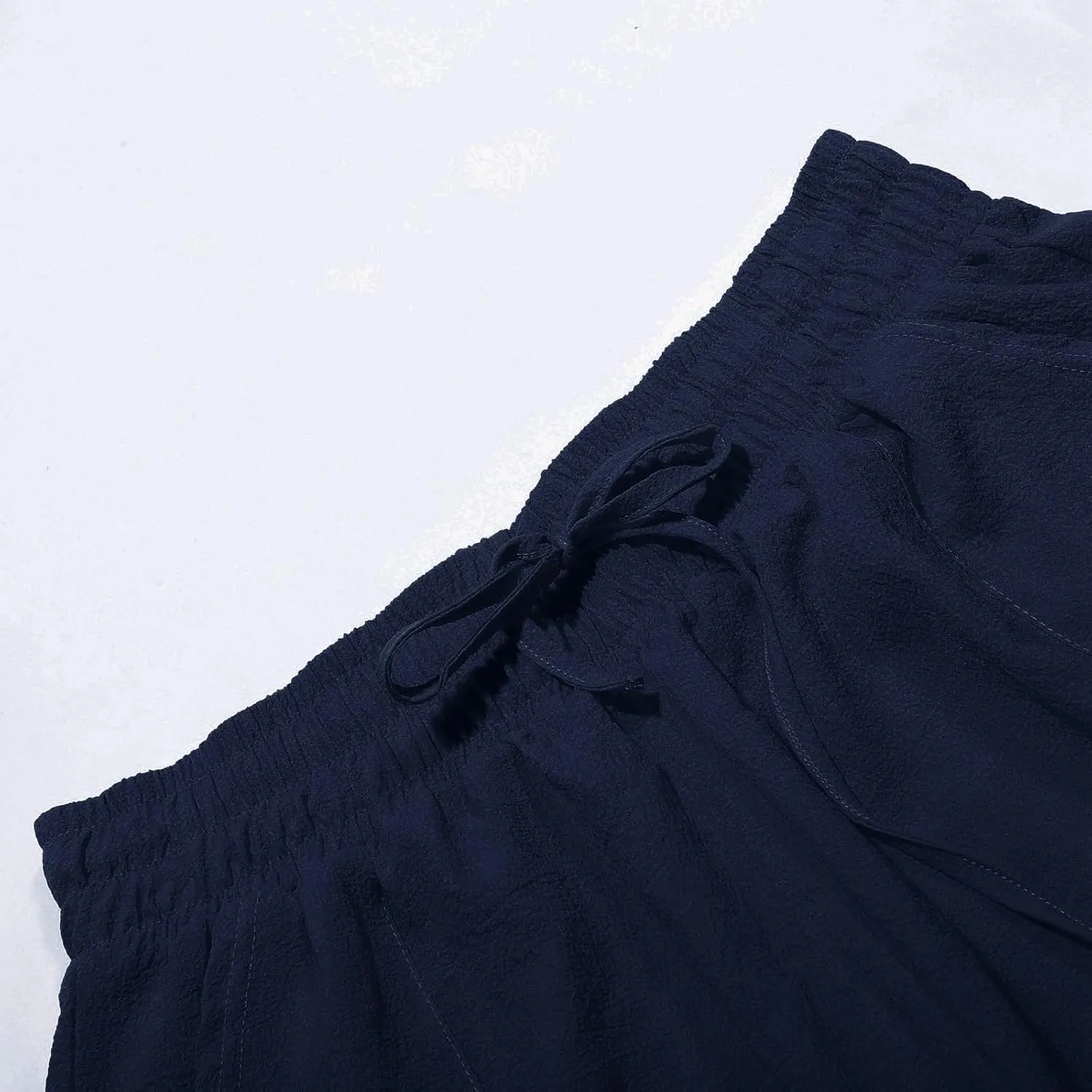 Wide Leg Pants for Women Casual Elastic High Waisted Drawstring Loose Pants Lightweight Travel Palazzo Trousers