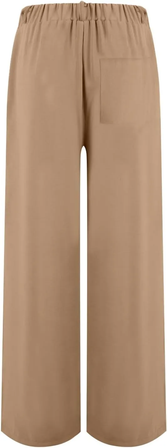 Wide Leg Pants for Women High Waist Solid Color Casual Trousers WomenSlacks Workout Pants 2024