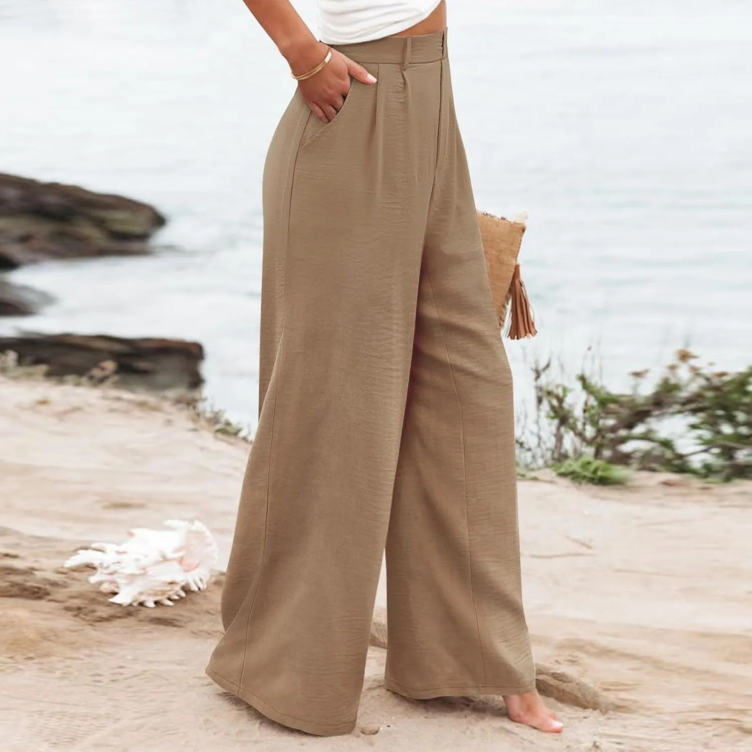 Wide Leg Pants for Women High Waist Solid Color Casual Trousers WomenSlacks Workout Pants 2024