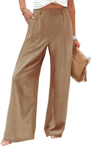 Wide Leg Pants for Women High Waist Solid Color Casual Trousers WomenSlacks Workout Pants 2024