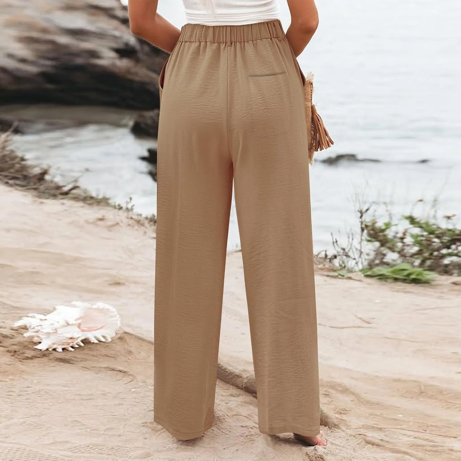 Wide Leg Pants for Women High Waist Solid Color Casual Trousers WomenSlacks Workout Pants 2024
