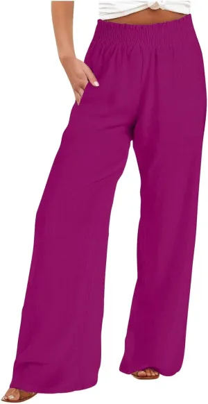 Wide Leg Pants for Women Summer Plus Size High Waist Pant Workout Casual Trousers 2025 Summer Outfits with Pockets