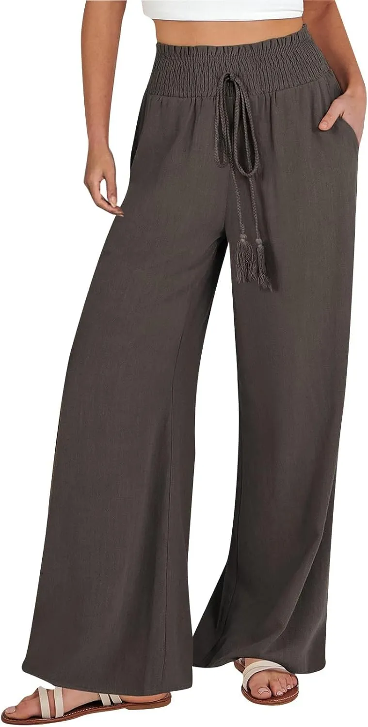 Wide Leg Pants for Women Winter Slim Work Sweatpants with Pockets Barrel Pants Fleece Lined