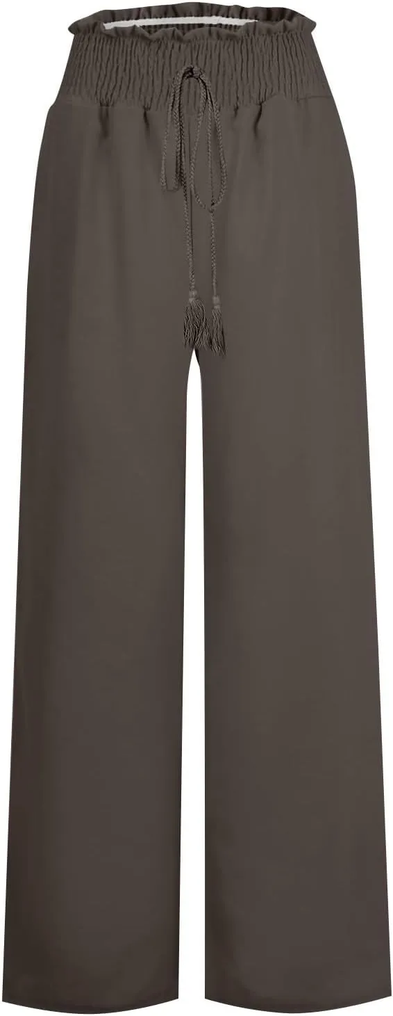 Wide Leg Pants for Women Winter Slim Work Sweatpants with Pockets Barrel Pants Fleece Lined