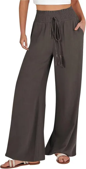 Wide Leg Pants for Women Winter Slim Work Sweatpants with Pockets Barrel Pants Fleece Lined