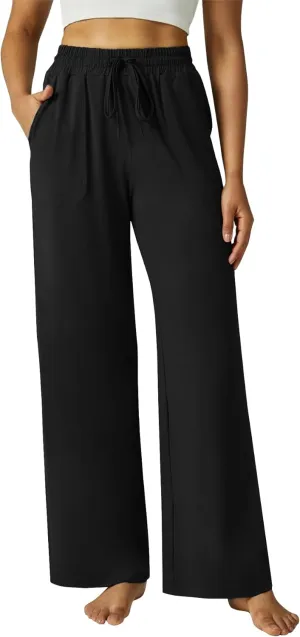 Wide Leg Pants Women High Waisted Slacks Lounge Baggy Flowy Palazzo Pants with Pockets