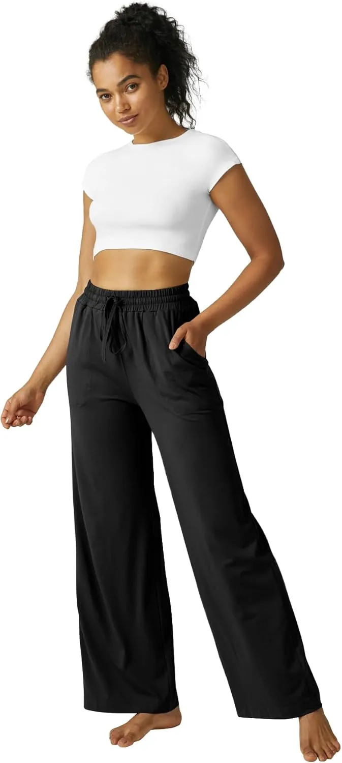 Wide Leg Pants Women High Waisted Slacks Lounge Baggy Flowy Palazzo Pants with Pockets