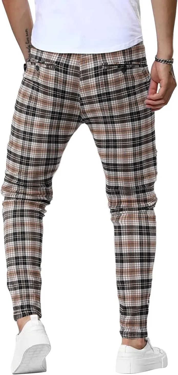 Woenzaia Men's Casual Slim Fit Pants Skinny Stretch Dress Slacks