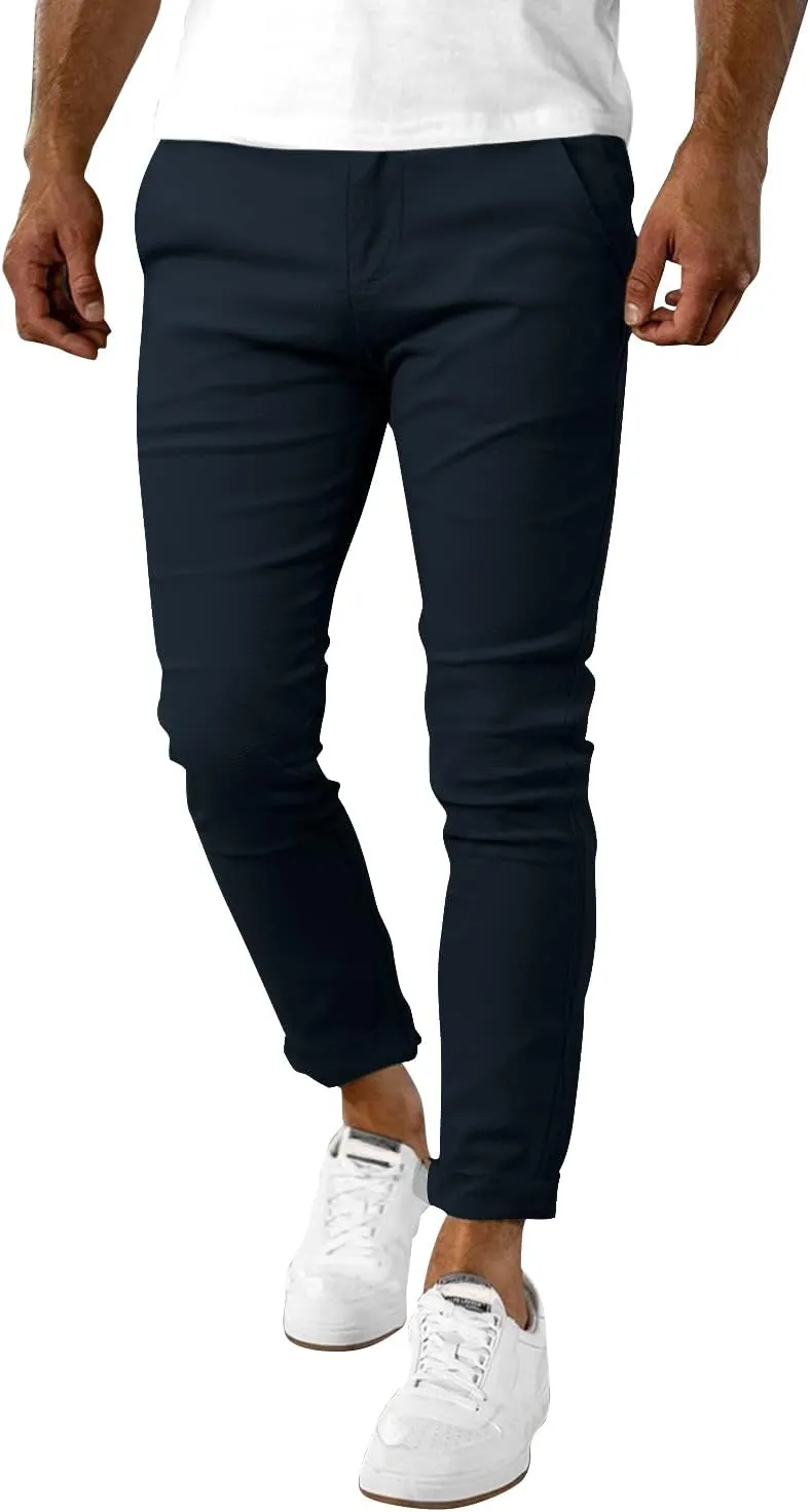 Woenzaia Men's Casual Slim Fit Pants Skinny Stretch Dress Slacks