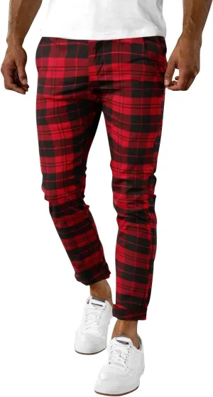 Woenzaia Men's Casual Slim Fit Pants Skinny Stretch Dress Slacks