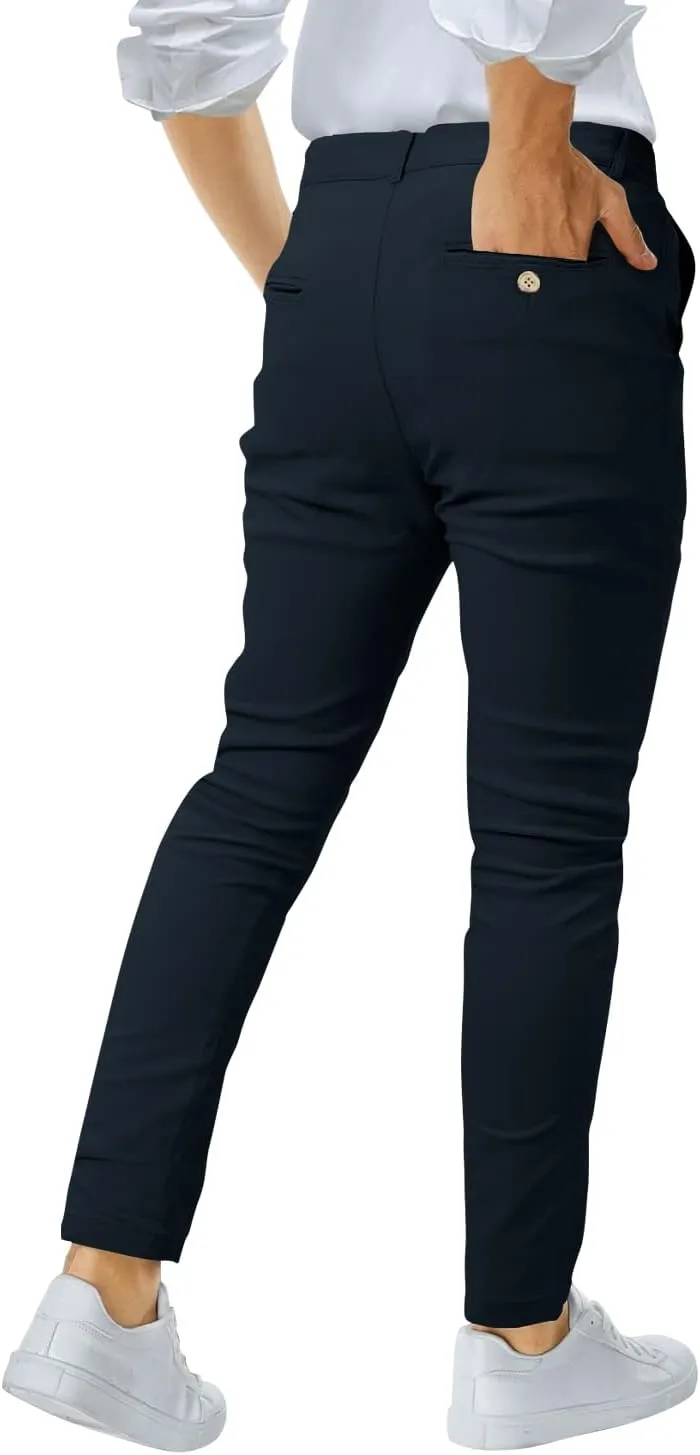 Woenzaia Men's Casual Slim Fit Pants Skinny Stretch Dress Slacks