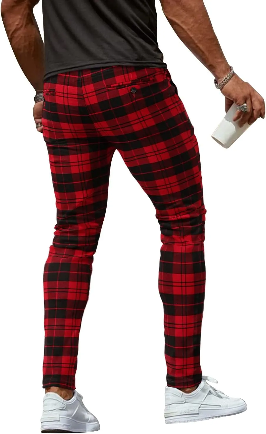 Woenzaia Men's Casual Slim Fit Pants Skinny Stretch Dress Slacks