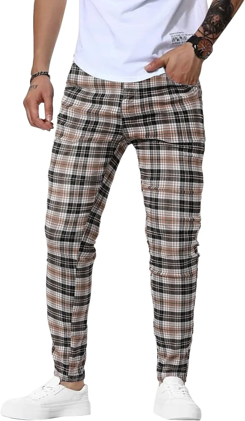 Woenzaia Men's Casual Slim Fit Pants Skinny Stretch Dress Slacks