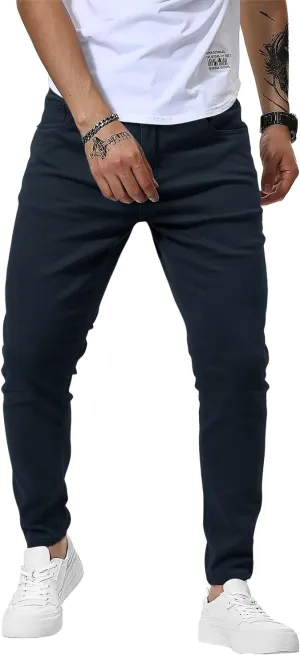Woenzaia Men's Casual Slim Fit Pants Skinny Stretch Dress Slacks