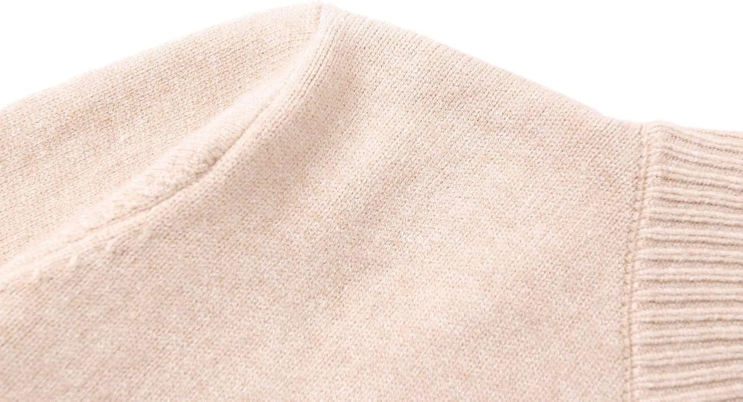 Women Thick Button Down Cardigan Sweaters Crew Neck Medium Weight Long Sleeve