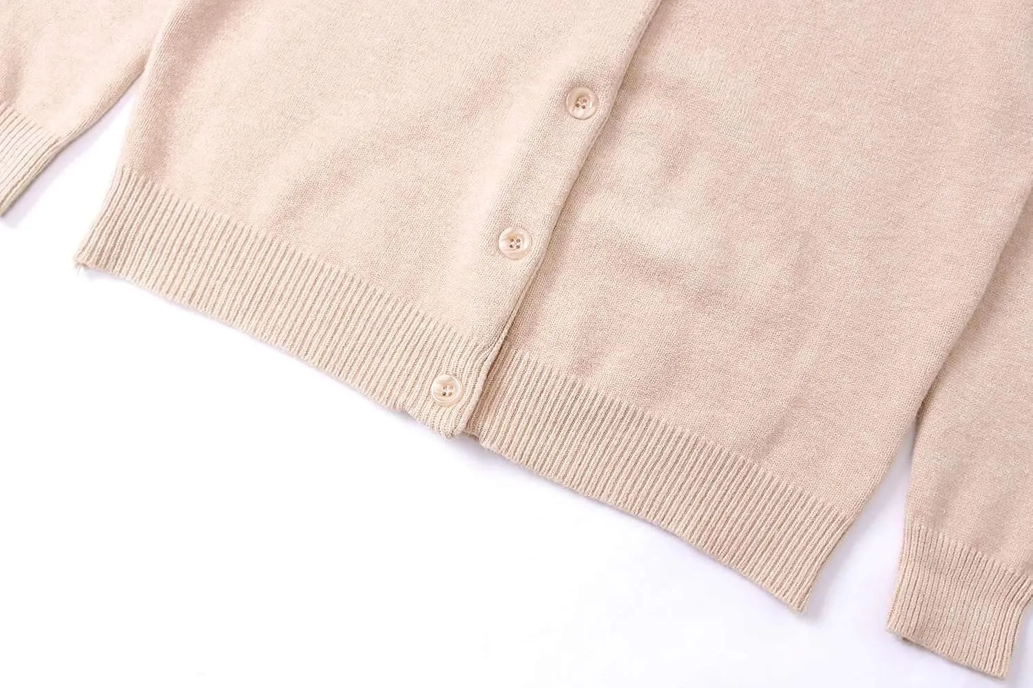 Women Thick Button Down Cardigan Sweaters Crew Neck Medium Weight Long Sleeve