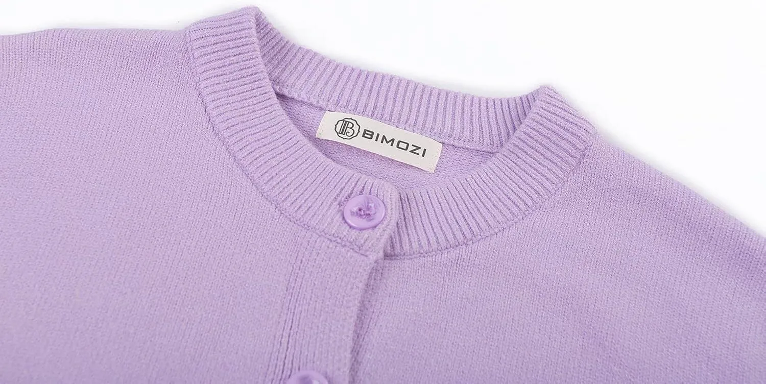 Women Thick Button Down Cardigan Sweaters Crew Neck Medium Weight Long Sleeve