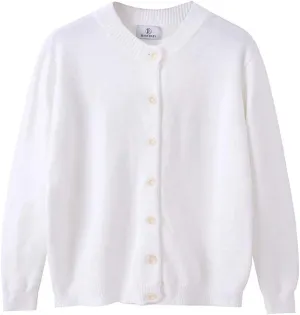 Women Thick Button Down Cardigan Sweaters Crew Neck Medium Weight Long Sleeve