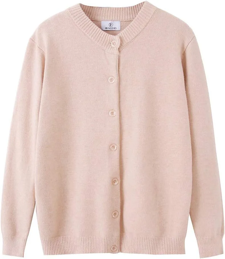 Women Thick Button Down Cardigan Sweaters Crew Neck Medium Weight Long Sleeve