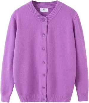 Women Thick Button Down Cardigan Sweaters Crew Neck Medium Weight Long Sleeve