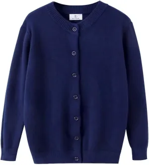Women Thick Button Down Cardigan Sweaters Crew Neck Medium Weight Long Sleeve