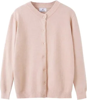 Women Thick Button Down Cardigan Sweaters Crew Neck Medium Weight Long Sleeve