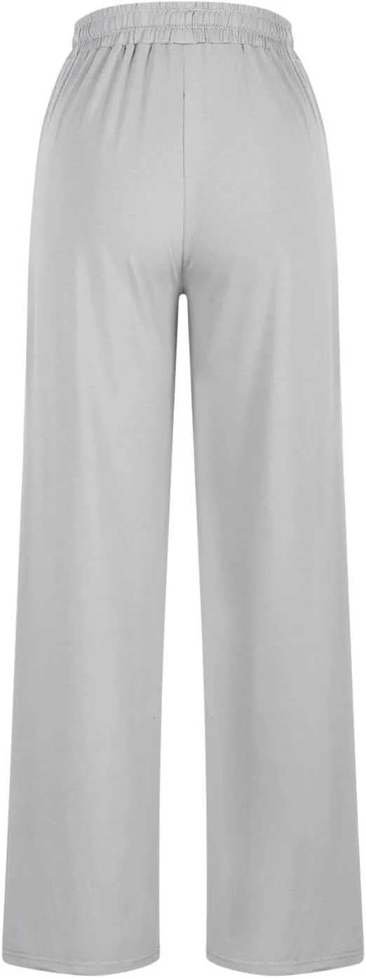 Women Wide Leg Sweatpants Elastic High Waist Drawstring Casual Pants 2024 Fall Fashion Straight Trousers with Pocket