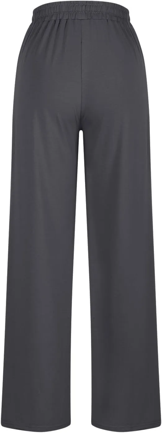 Women Wide Leg Sweatpants Elastic High Waist Drawstring Casual Pants 2024 Fall Fashion Straight Trousers with Pocket