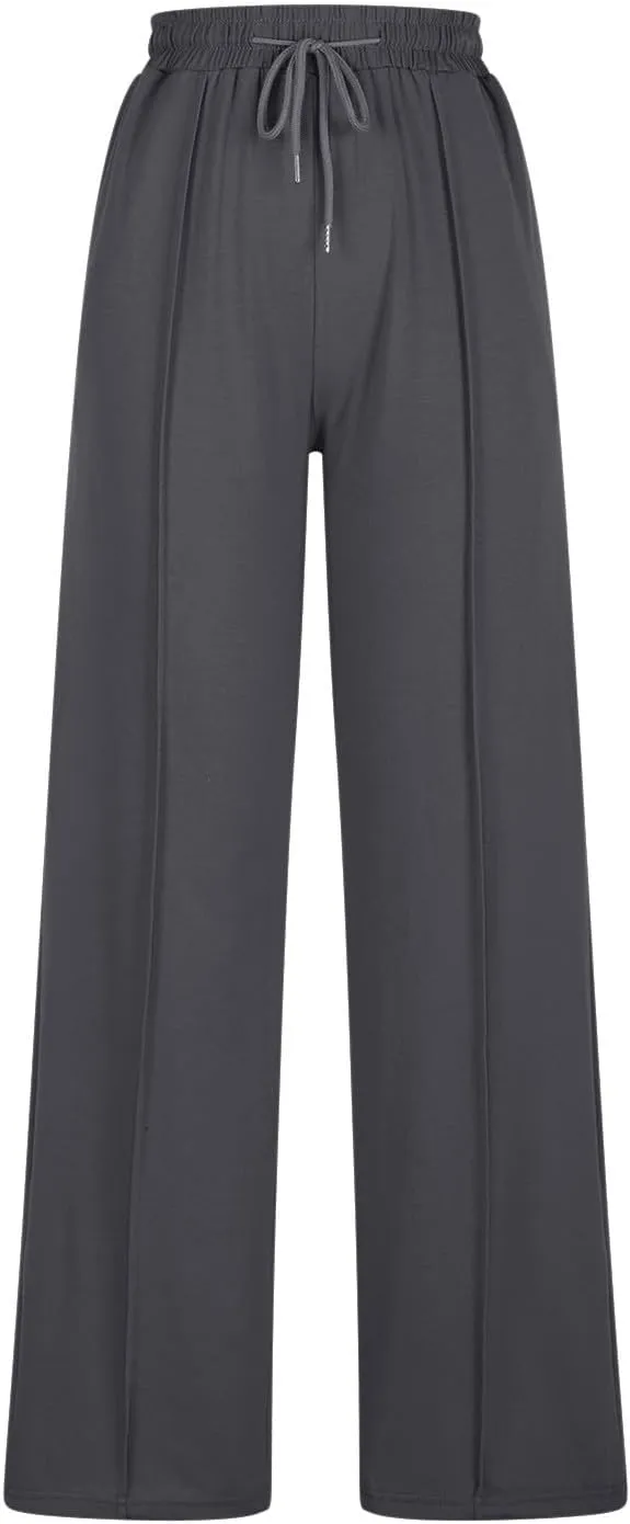 Women Wide Leg Sweatpants Elastic High Waist Drawstring Casual Pants 2024 Fall Fashion Straight Trousers with Pocket