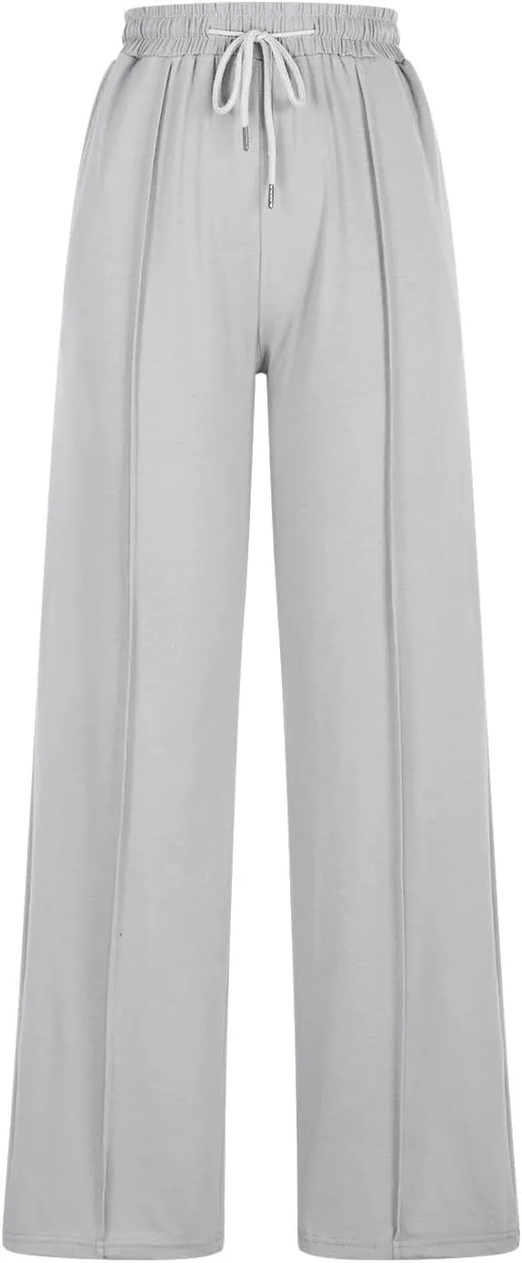 Women Wide Leg Sweatpants Elastic High Waist Drawstring Casual Pants 2024 Fall Fashion Straight Trousers with Pocket