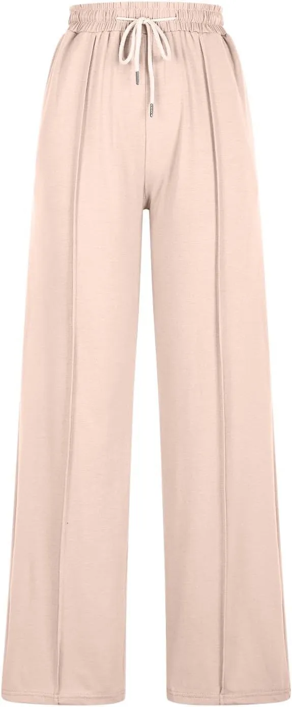 Women Wide Leg Sweatpants Elastic High Waist Drawstring Casual Pants 2024 Fall Fashion Straight Trousers with Pocket