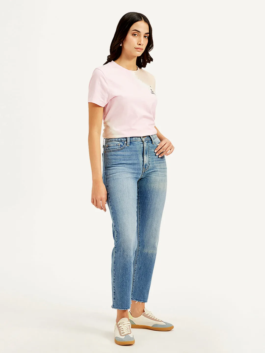 Women's Blue Wedgie Straight Fit Mid Rise Jeans