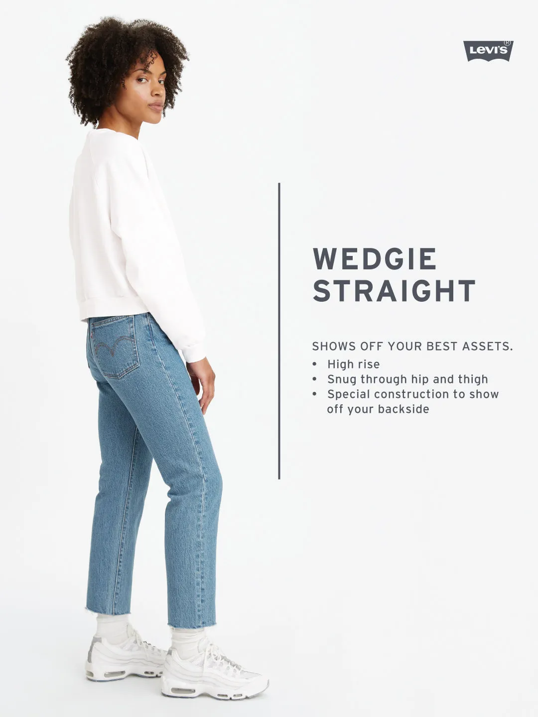 Women's Blue Wedgie Straight Fit Mid Rise Jeans