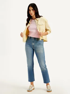 Women's Blue Wedgie Straight Fit Mid Rise Jeans