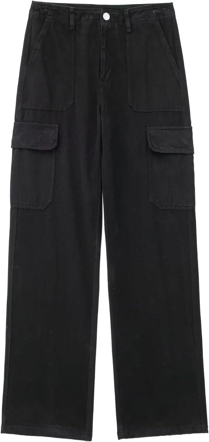 Women's Cargo Pants High Waisted Baggy Cargo Jeans Casual Pockets Straight Wide Leg Y2k Streetwear Trendy Trousers