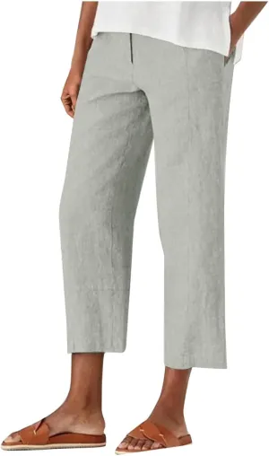 Women's Dress Capris Elegant Straight Leg Business Trousers High Waist Dressy Work Pants Summer Slacks