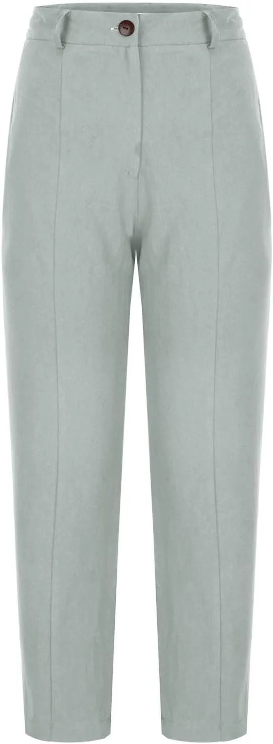 Women's Dress Capris Elegant Straight Leg Business Trousers High Waist Dressy Work Pants Summer Slacks