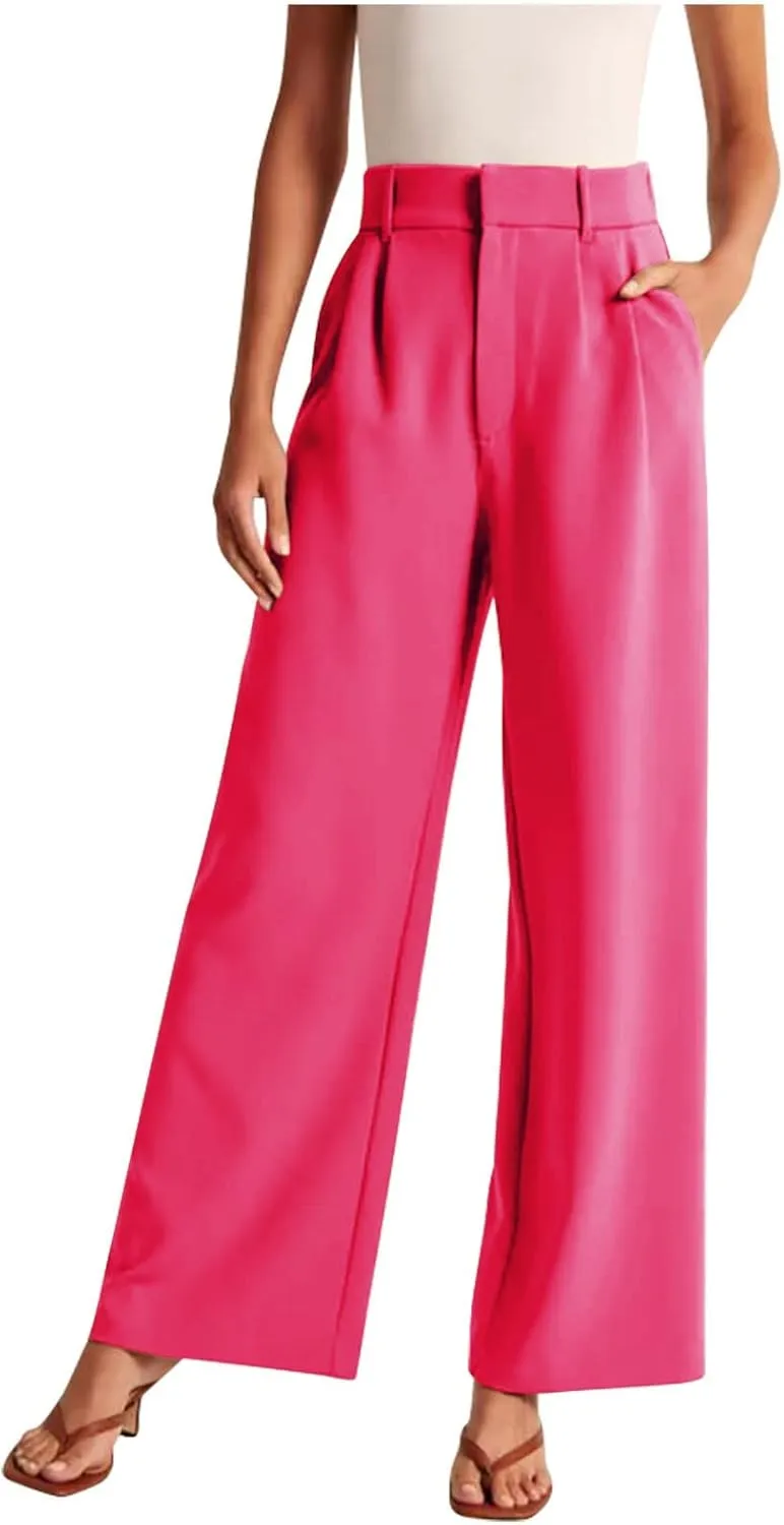 Women's Fall Fashion 2024 Wide Leg Pants Work Business Casual Trousers High Waisted Palazzo Trousers Office Flowy Dress Pants