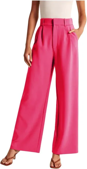 Women's Fall Fashion 2024 Wide Leg Pants Work Business Casual Trousers High Waisted Palazzo Trousers Office Flowy Dress Pants