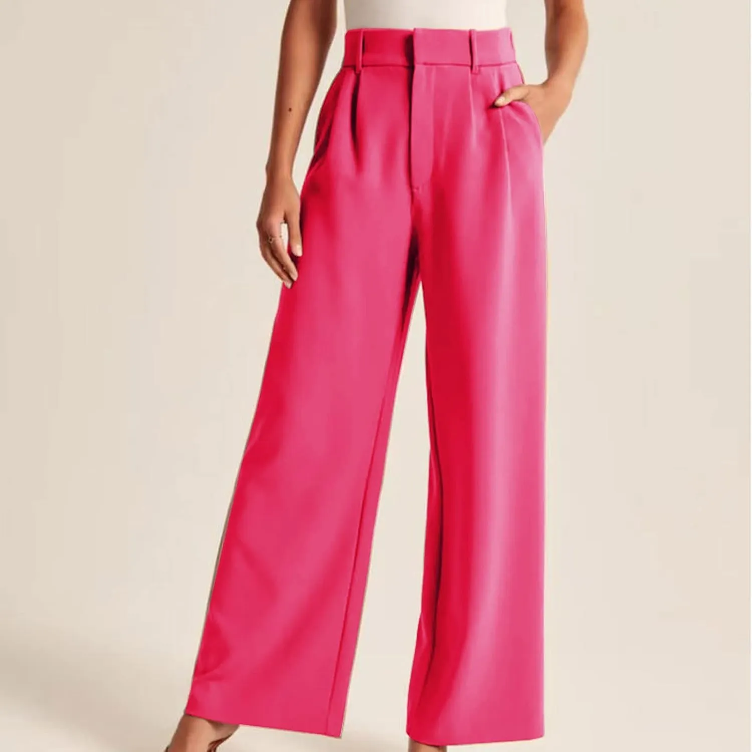 Women's Fall Fashion 2024 Wide Leg Pants Work Business Casual Trousers High Waisted Palazzo Trousers Office Flowy Dress Pants
